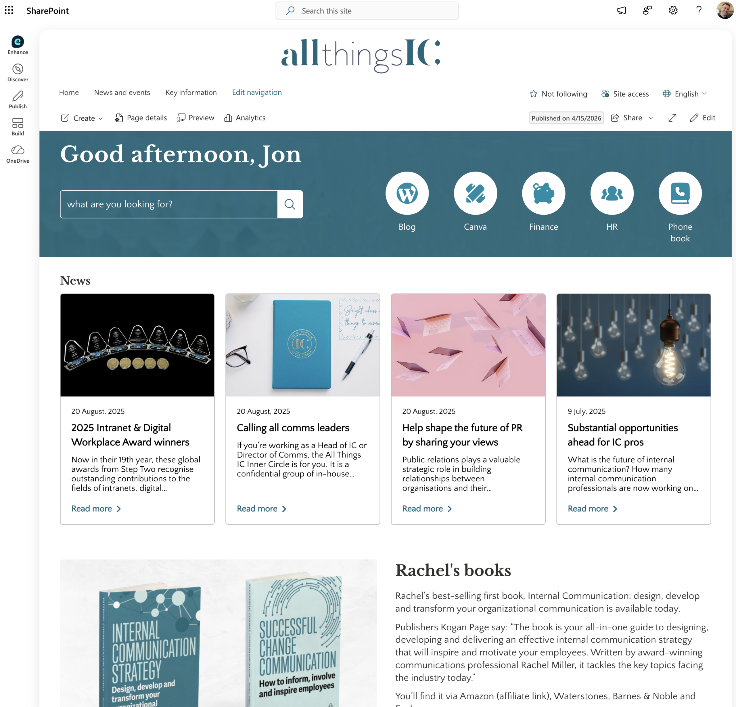 Enhanced All Things IC intranet